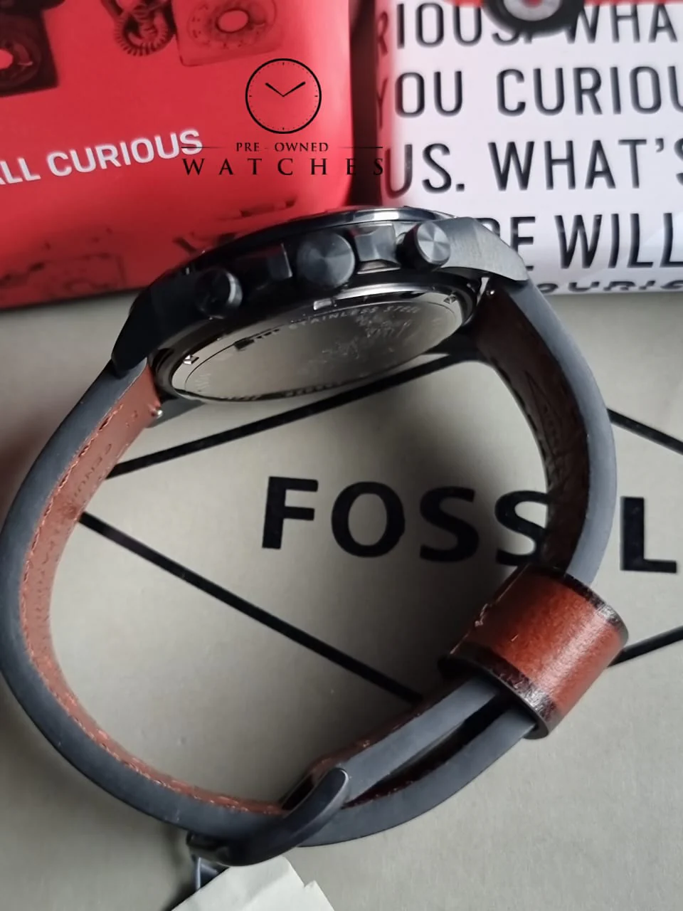 Fossil 44 mm Bronson Chronograph Leather Watch - FS5856 - Image 3
