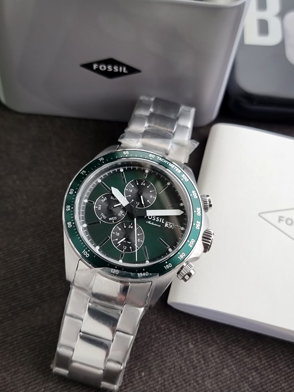 Fossil Autocross Multifunction Green Dial Stainless Steel Quartz Men's Watch 42mm – FS6127 - Image 2