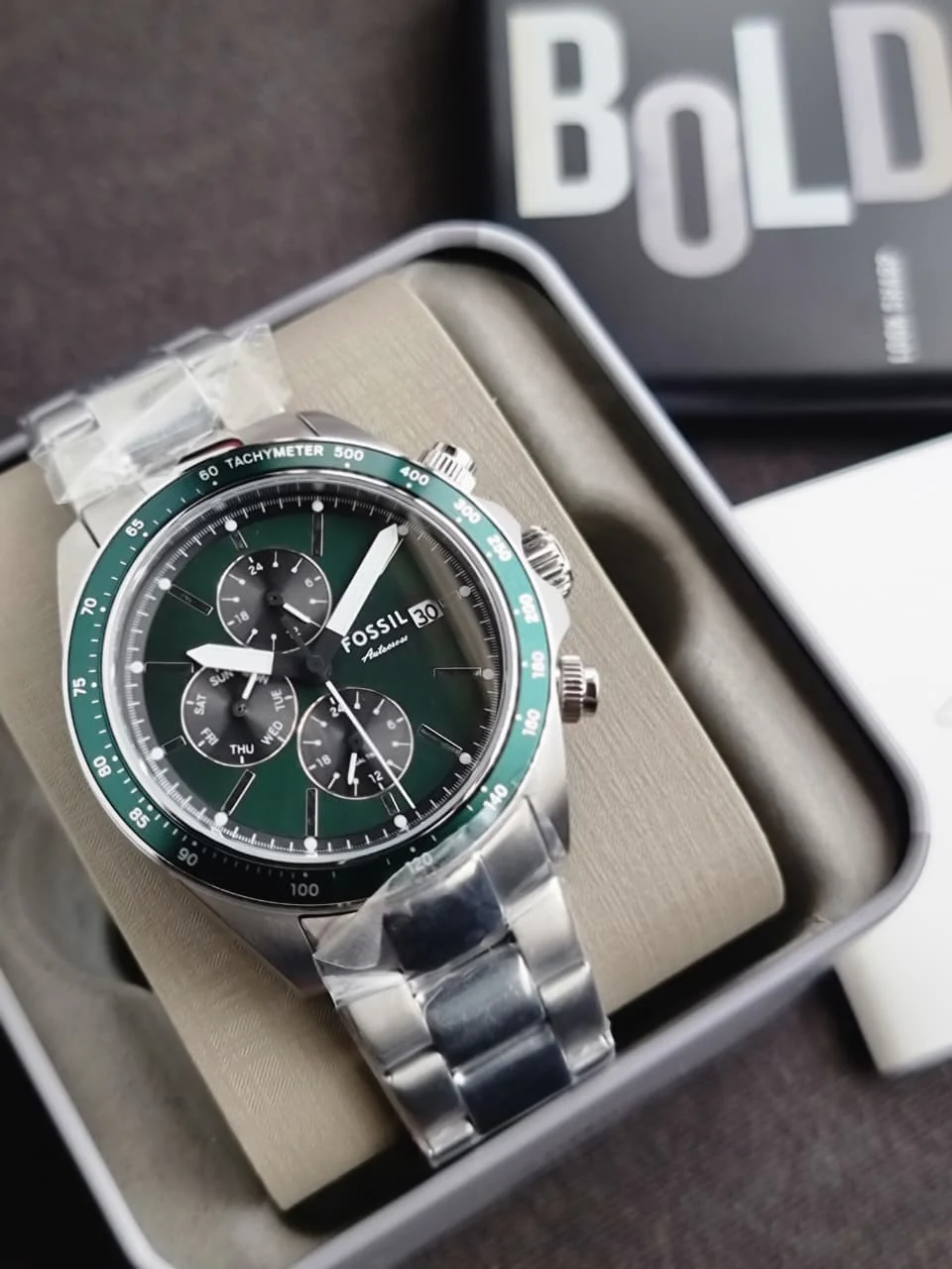 Fossil Autocross Multifunction Green Dial Stainless Steel Quartz Men's Watch 42mm – FS6127 - Image 6