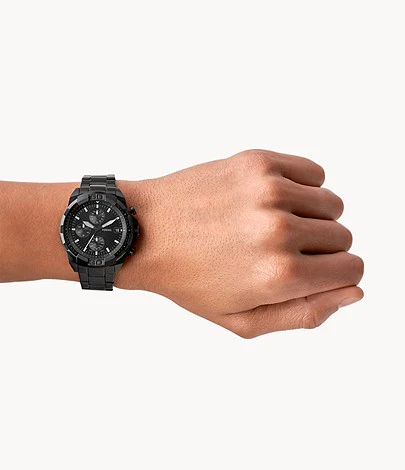 Fossil Bronson Black Stainless Steel Black Dial Chronograph Quartz Watch for Gents – FS5853 - Image 4