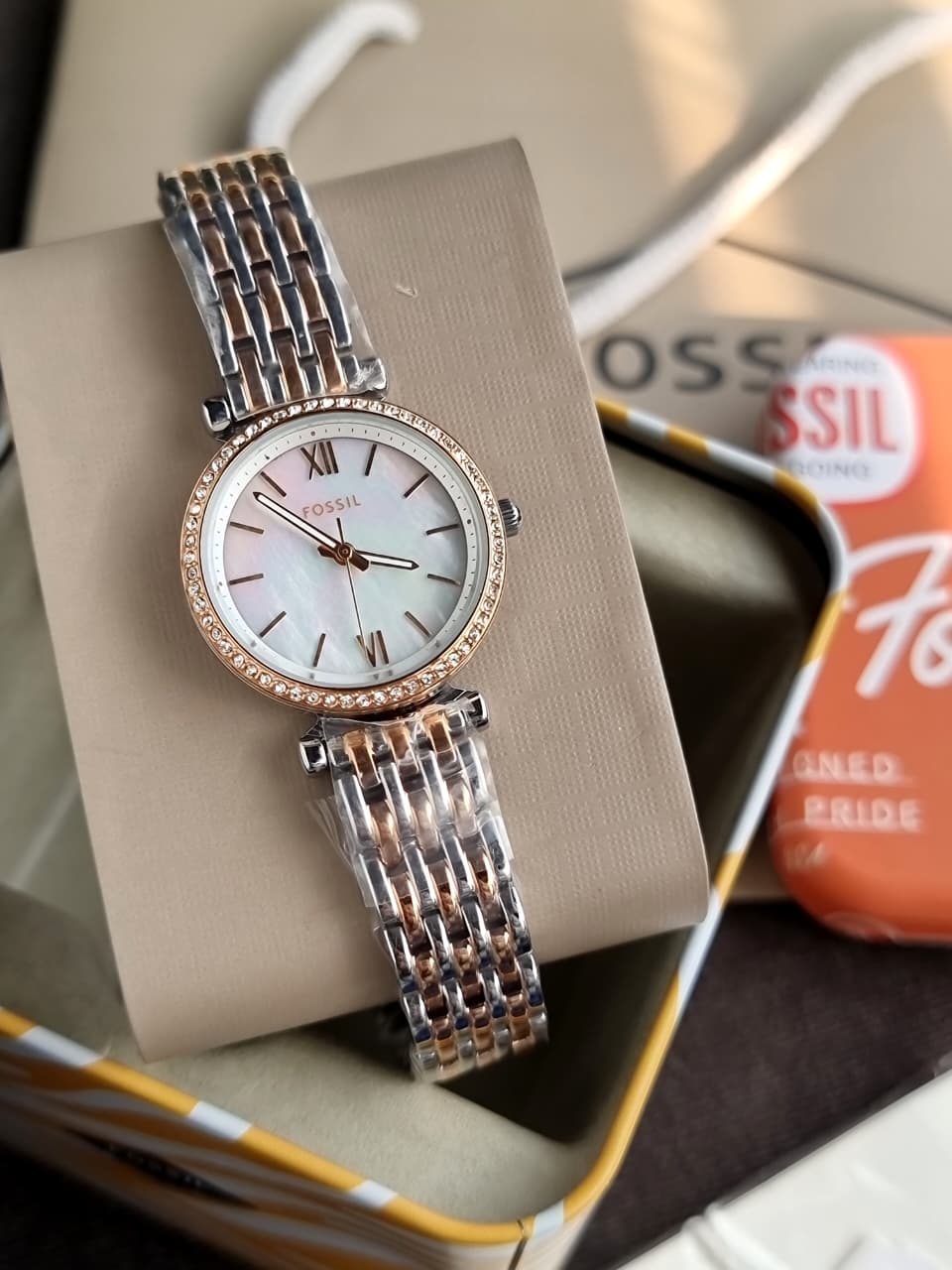 FOSSIL Carlie Mini Mother of Pearl Dial Two-tone Ladies Watch ES4649 - Image 3