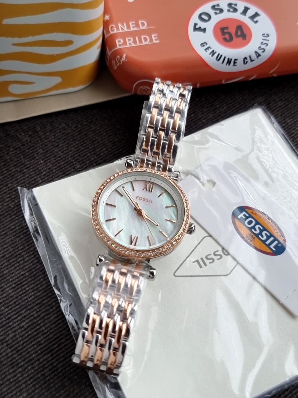 FOSSIL Carlie Mini Mother of Pearl Dial Two-tone Ladies Watch ES4649 - Image 4