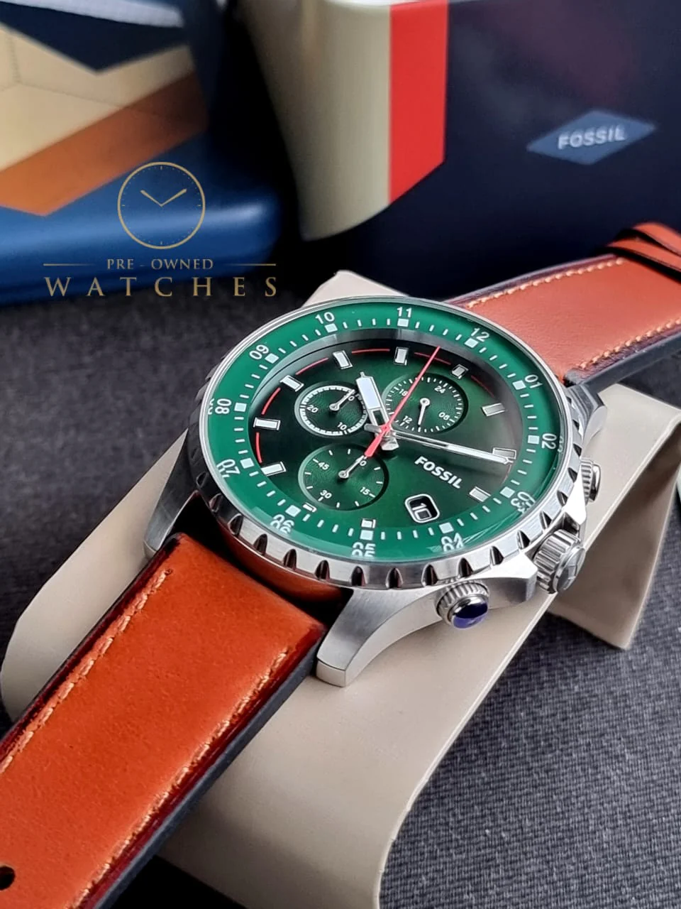 Fossil Dillinger Chronograph Luggage Leather Watch FS5734 - Image 2