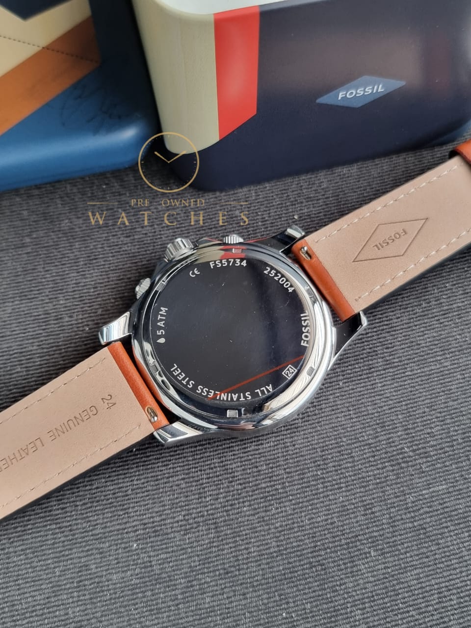 Fossil Dillinger Chronograph Luggage Leather Watch FS5734 - Image 4