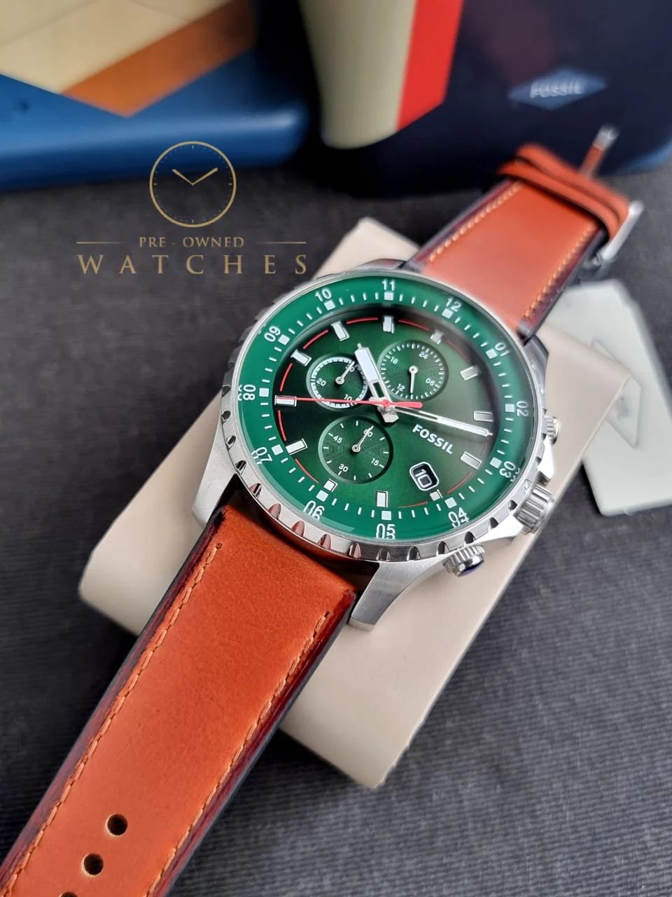 Fossil Dillinger Chronograph Luggage Leather Watch FS5734 - Image 5