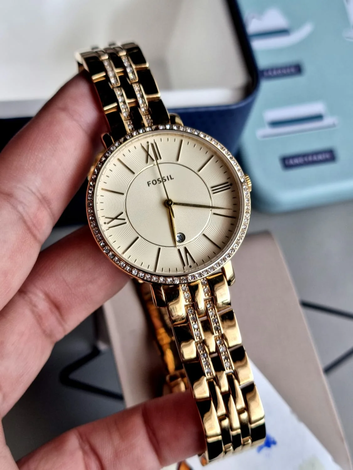 Fossil Women’s Quartz Stainless Steel Gold Dial 36mm Watch ES3547