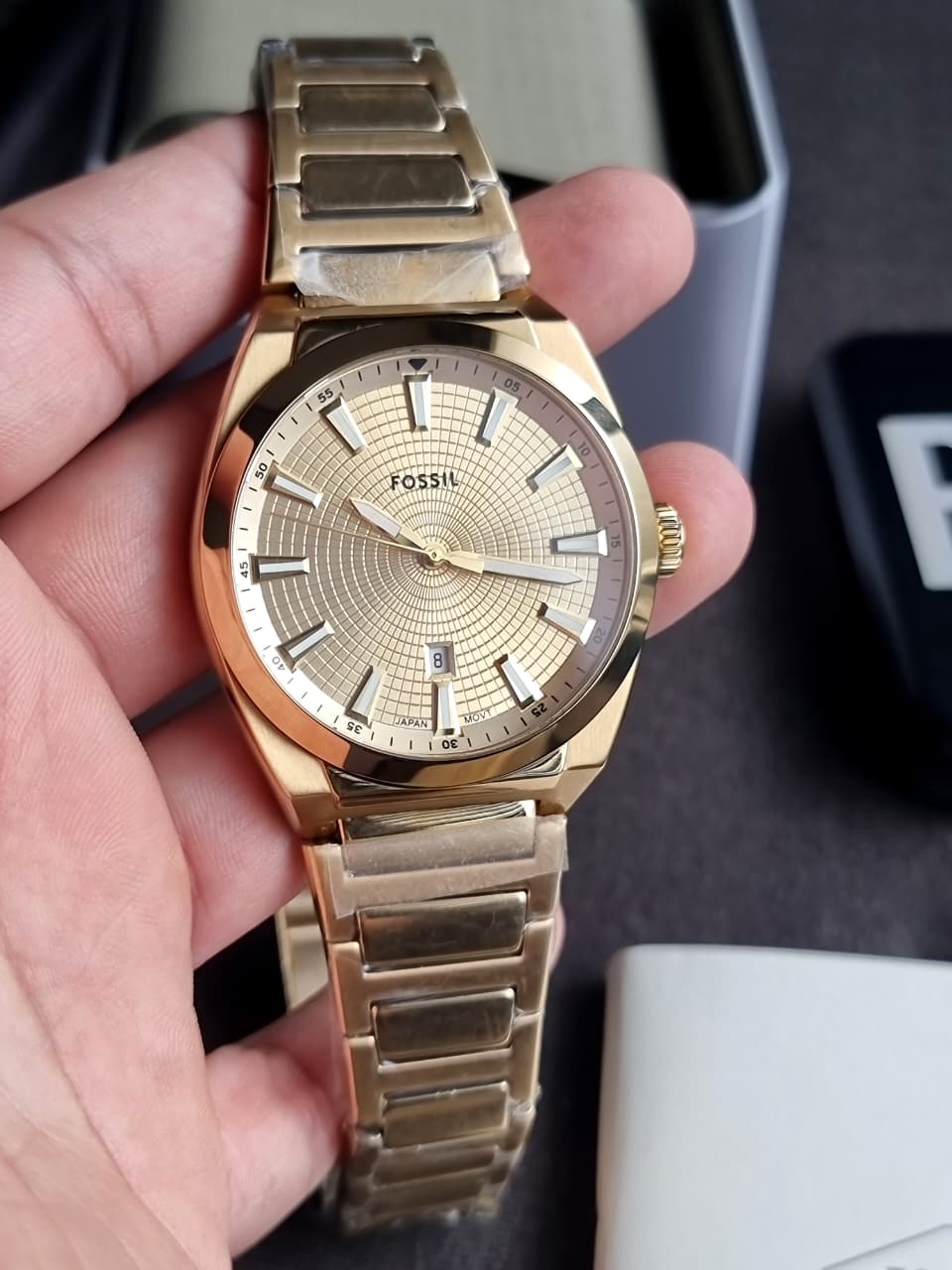 Fossil Everett Gold Stainless Steel Gold Dial Quartz Men's Watch 42mm – FS5965