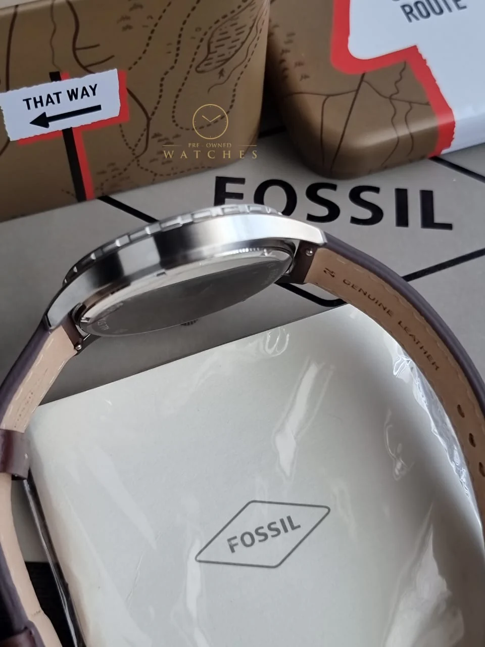 Fossil Forrester Brown Leather Strap Cream Dial Chronograph Quartz Watch for Gents - FS5696 - Image 7