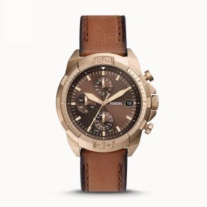 FOSSIL FS5857 MEN'S BRONSON CHRONOGRAPH MEDIUM BROWN ECO LEATHER WATCH