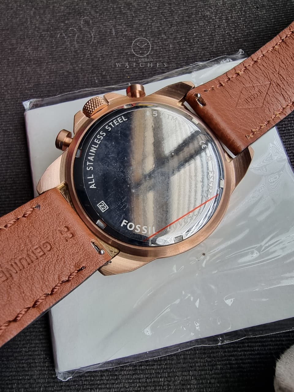 FOSSIL FS5857 MEN'S BRONSON CHRONOGRAPH MEDIUM BROWN ECO LEATHER WATCH - Image 10