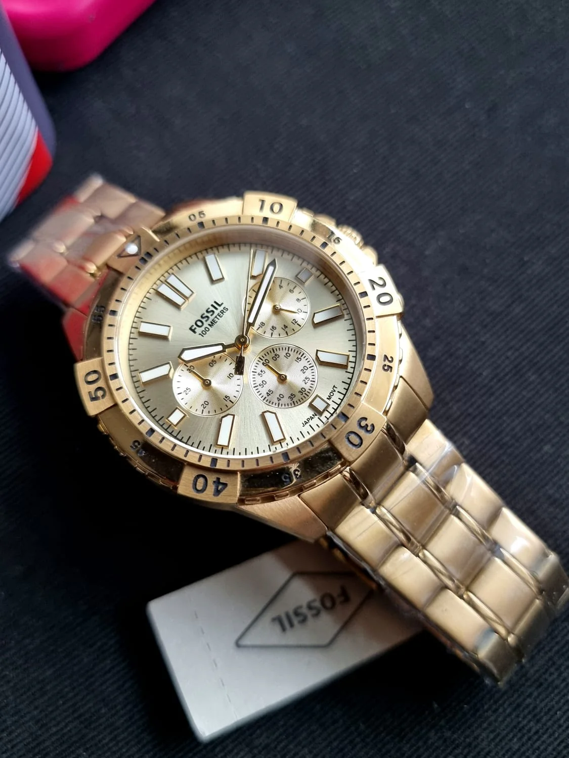 FOSSIL Garrett Chronograph Quartz Gold Dial Men's Watch FS5772 - Image 3