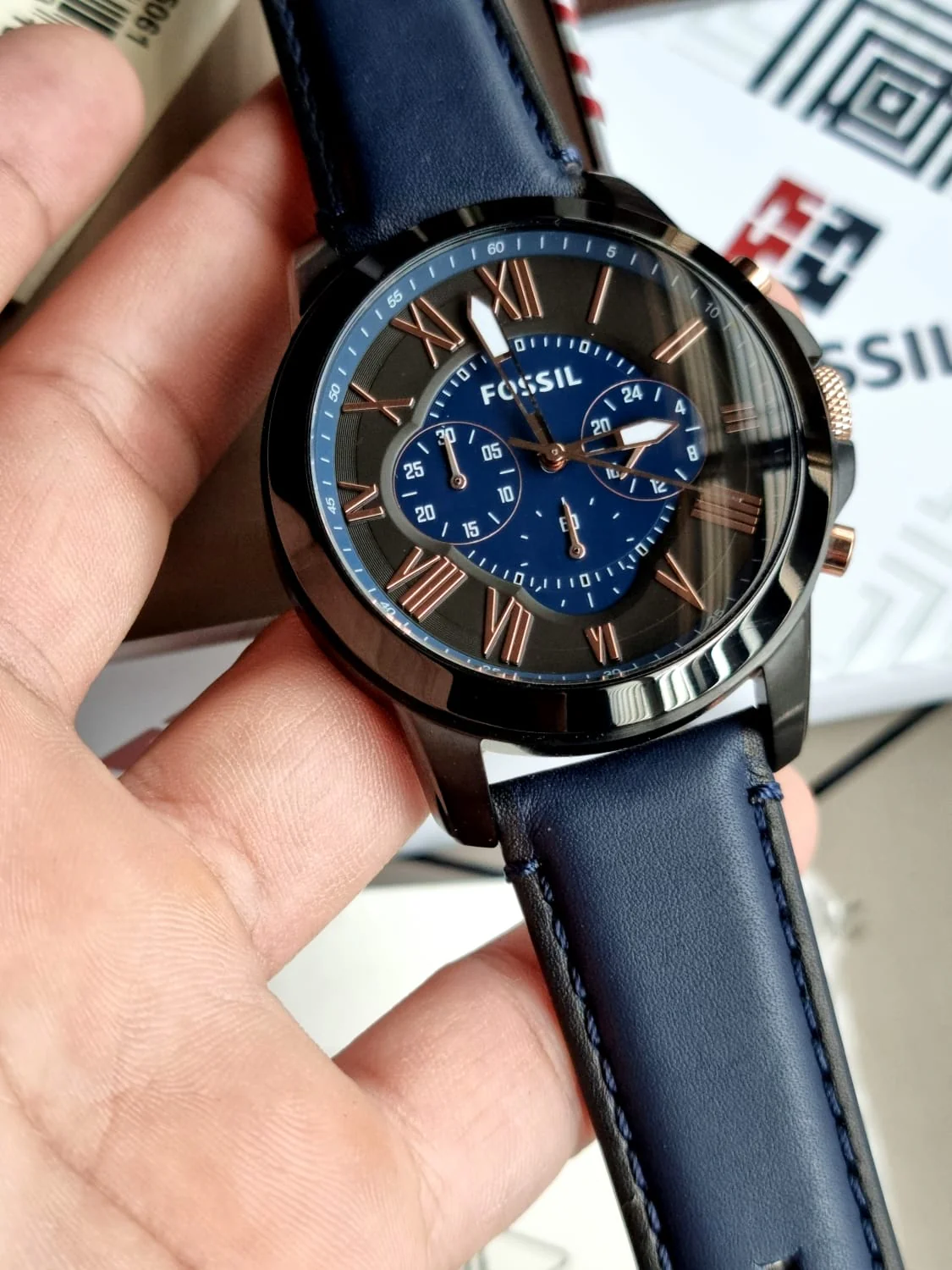 FOSSIL Grant Chronograph Black and Blue Dial Men's Watch FS5061