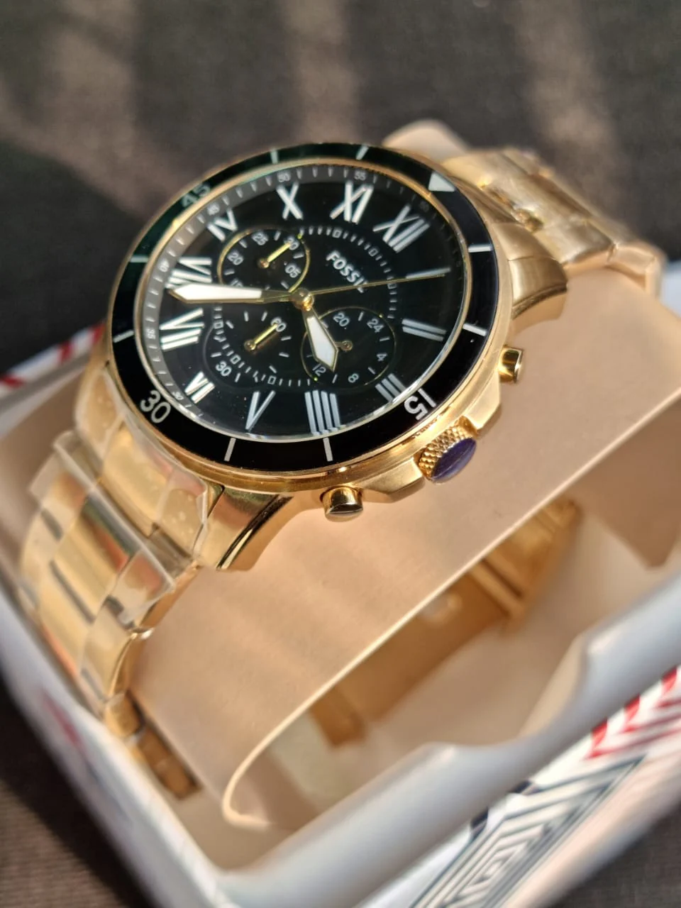 Fossil Men’s Chronograph Quartz Gold Stainless Steel Black Dial 44mm Watch FS5267 - Image 2