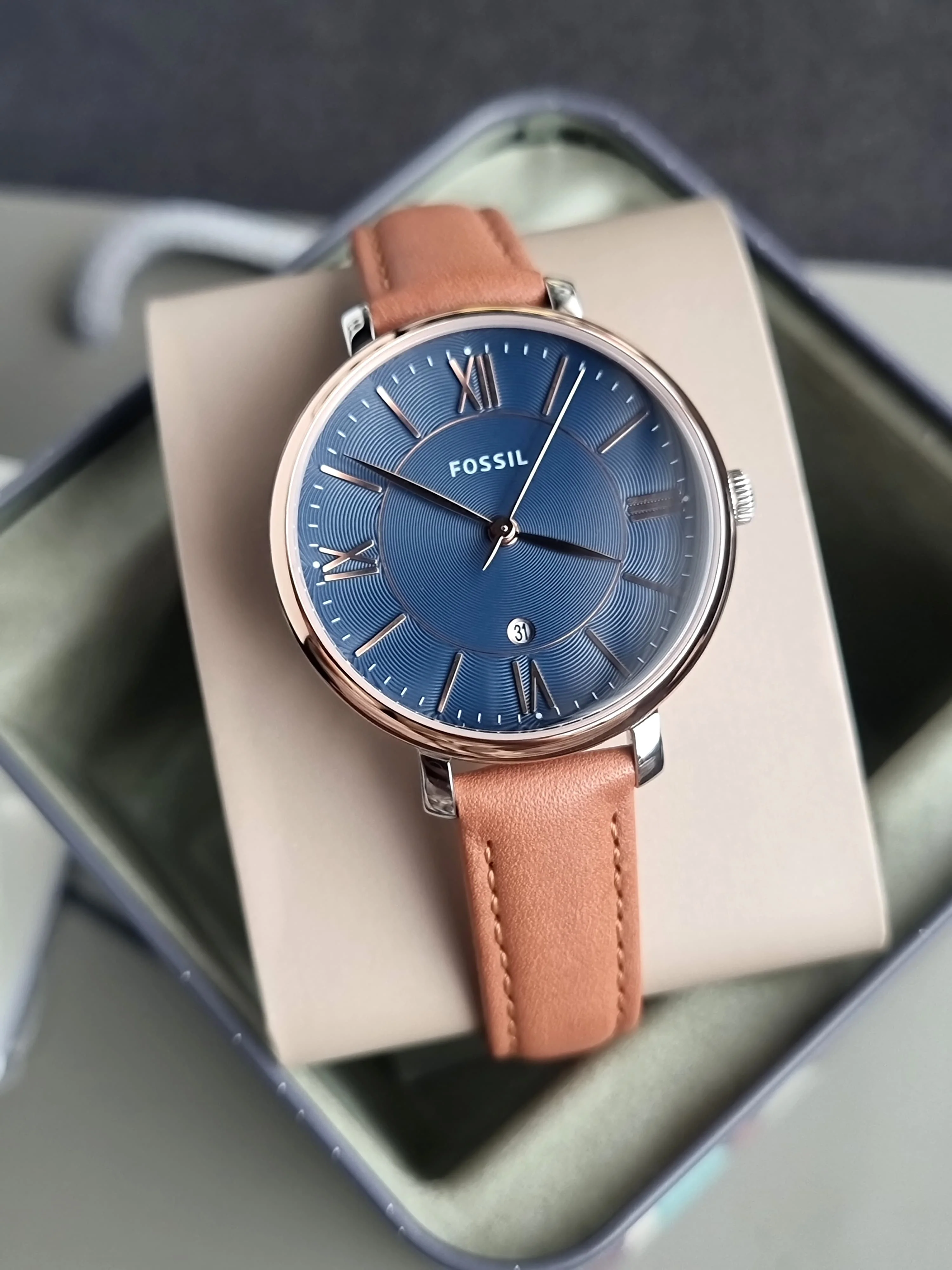FOSSIL Jacqueline Blue Dial Ladies Leather Watch ES4274 - Image 4