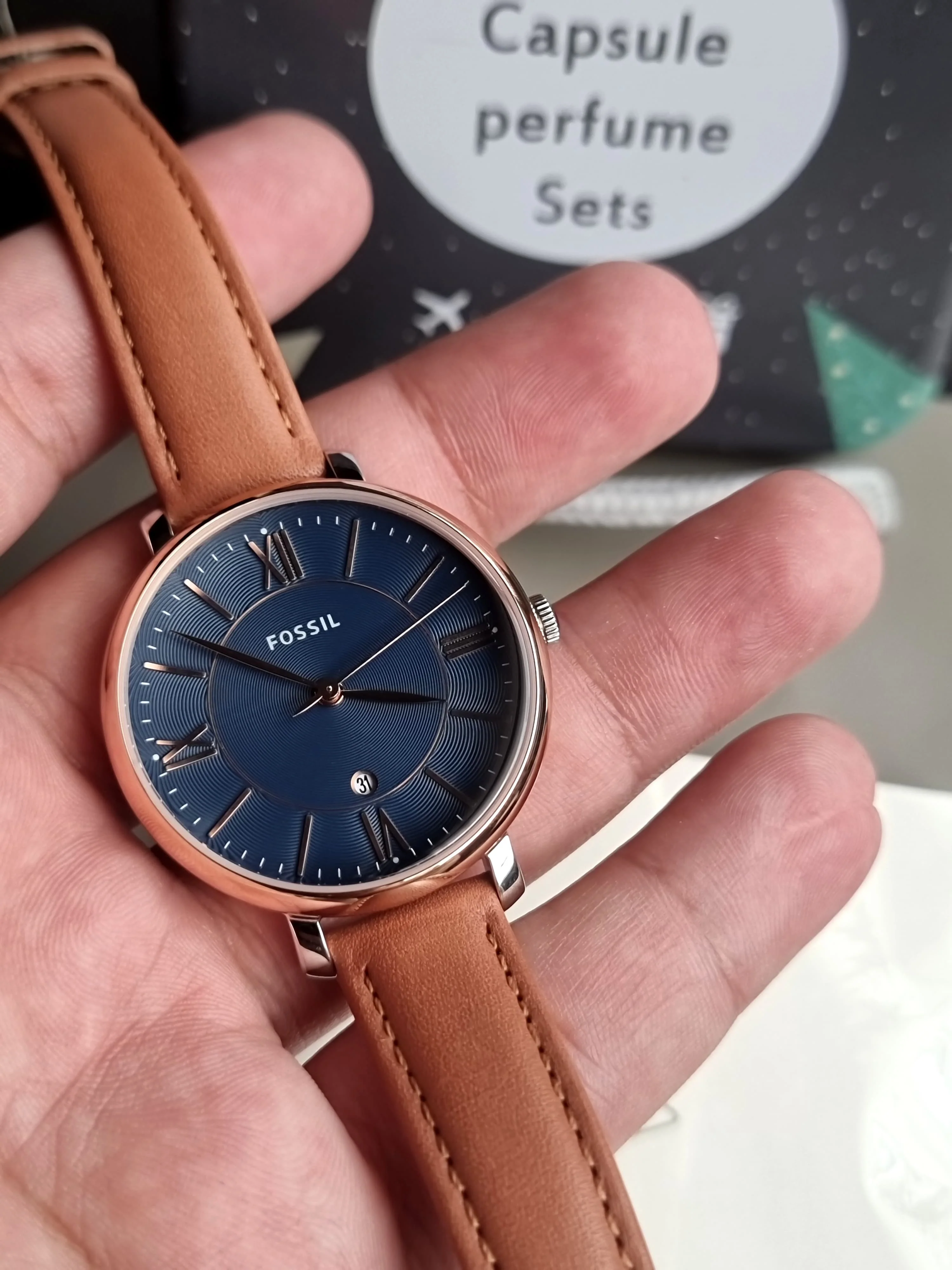 FOSSIL Jacqueline Blue Dial Ladies Leather Watch ES4274 - Image 6