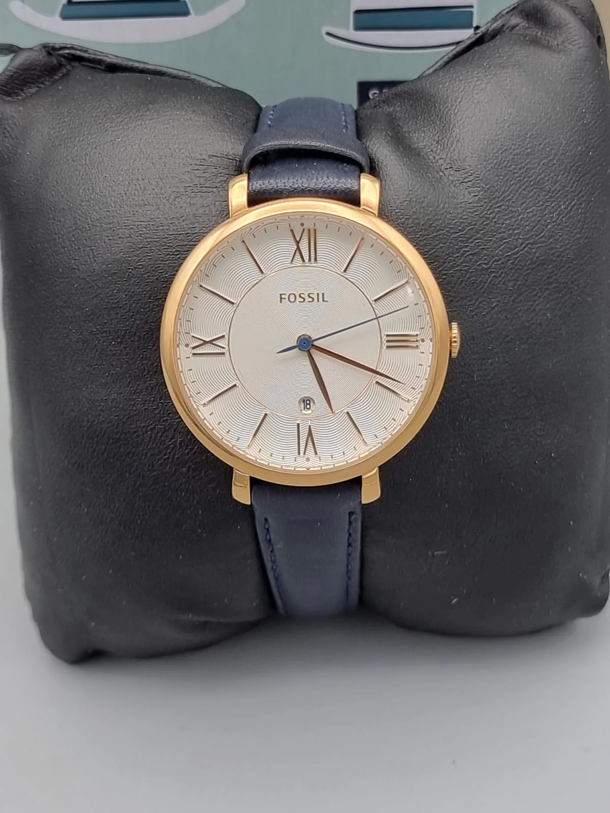 FOSSIL Jacqueline Silver Dial Navy Leather Quartz Ladies Watch ES3843 - Image 3