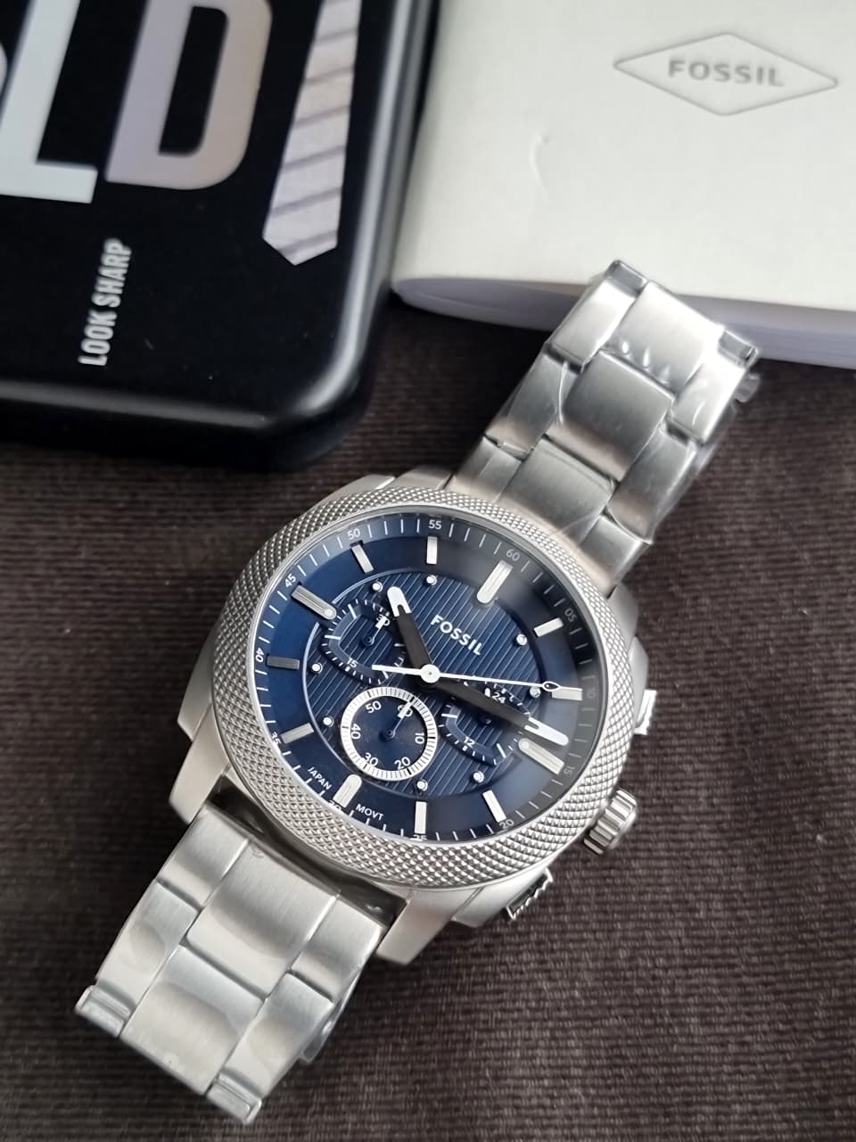 Fossil Machine Blue Dial Stainless Steel Chronograph Men's Watch 44mm – FS6096 - Image 5