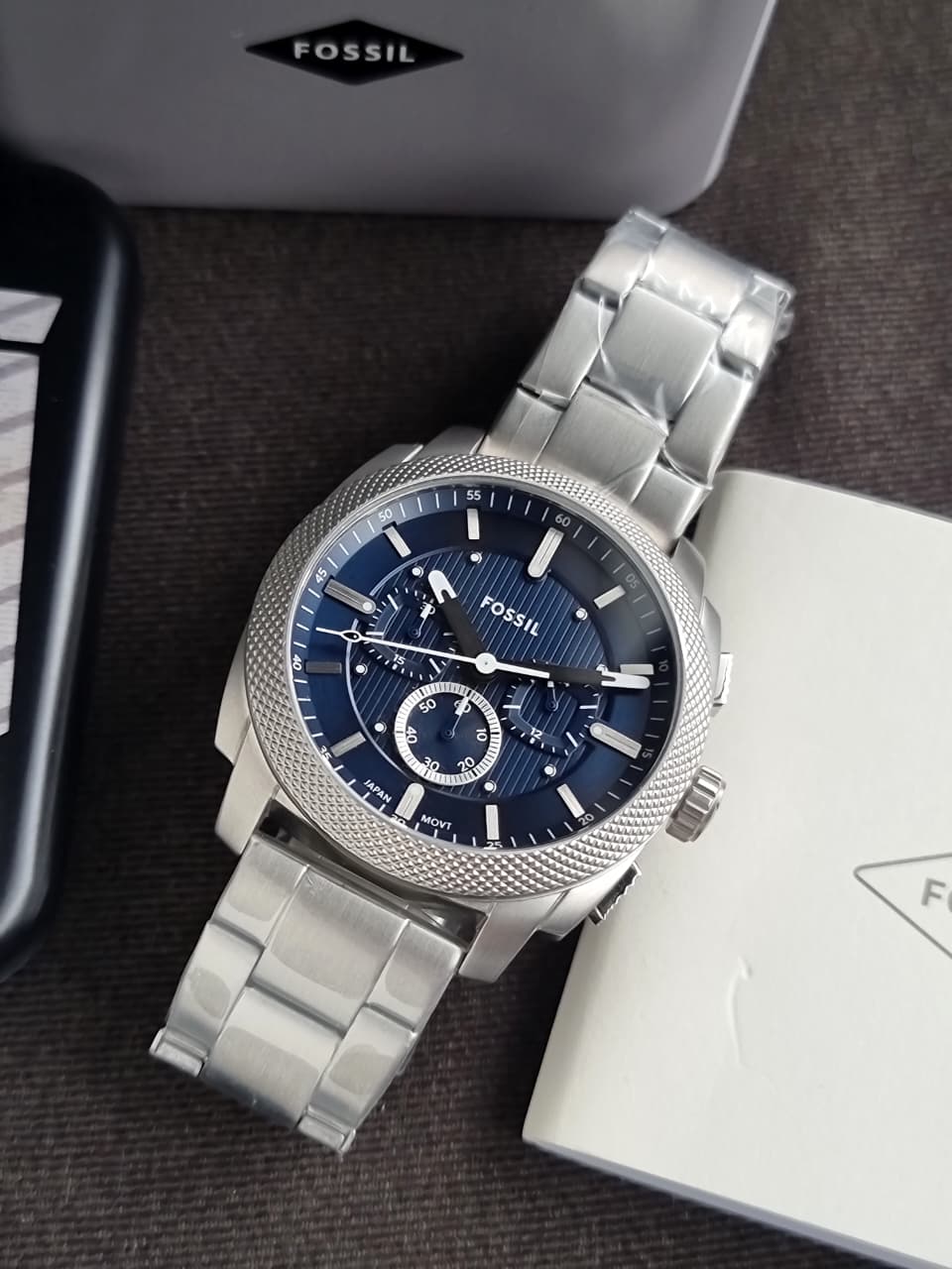 Fossil Machine Blue Dial Stainless Steel Chronograph Men's Watch 44mm – FS6096 - Image 6