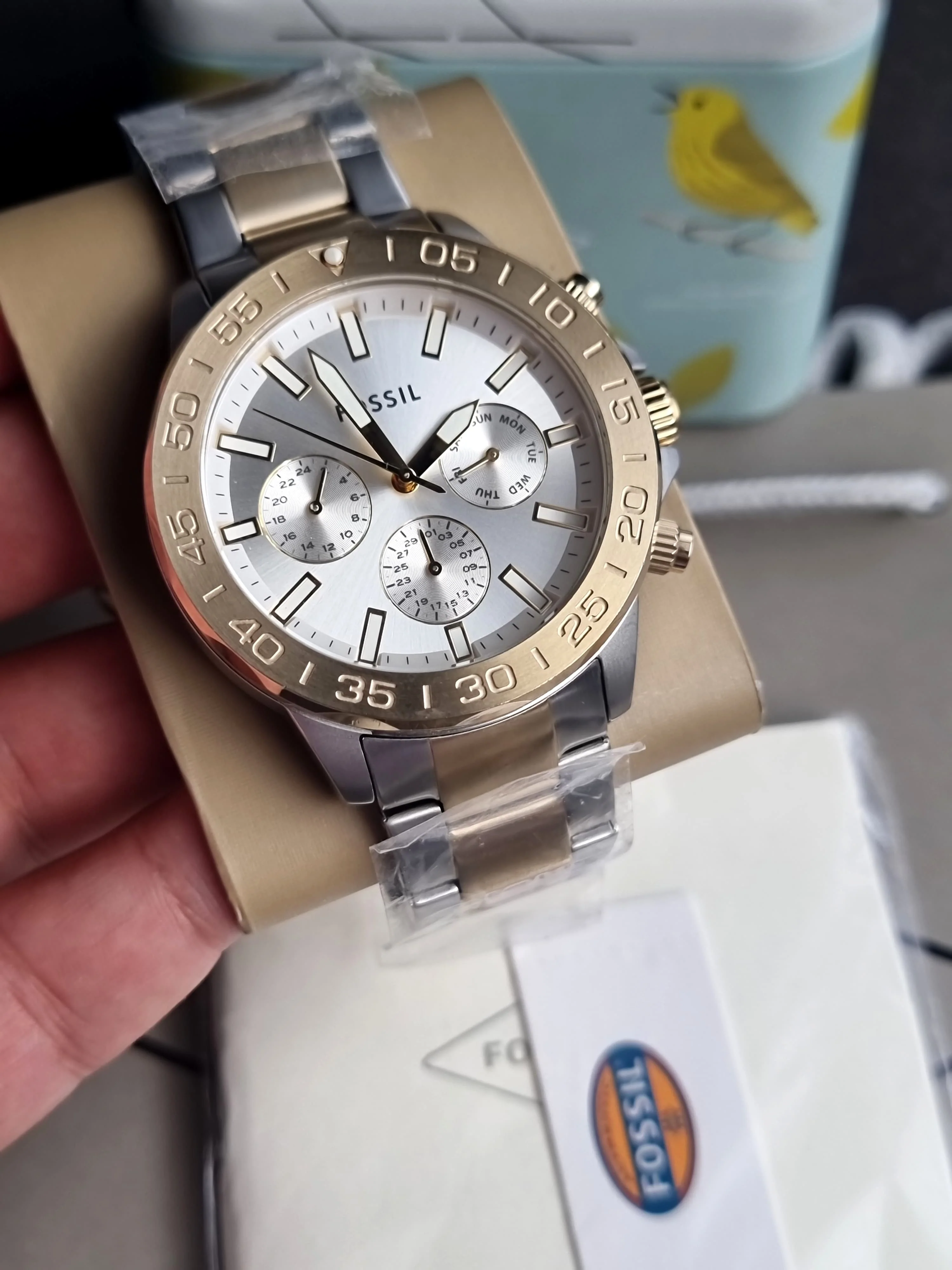 FOSSIL Men Bannon Multifunction Quartz Two-Tone Stainless Steel Watch BQ2707