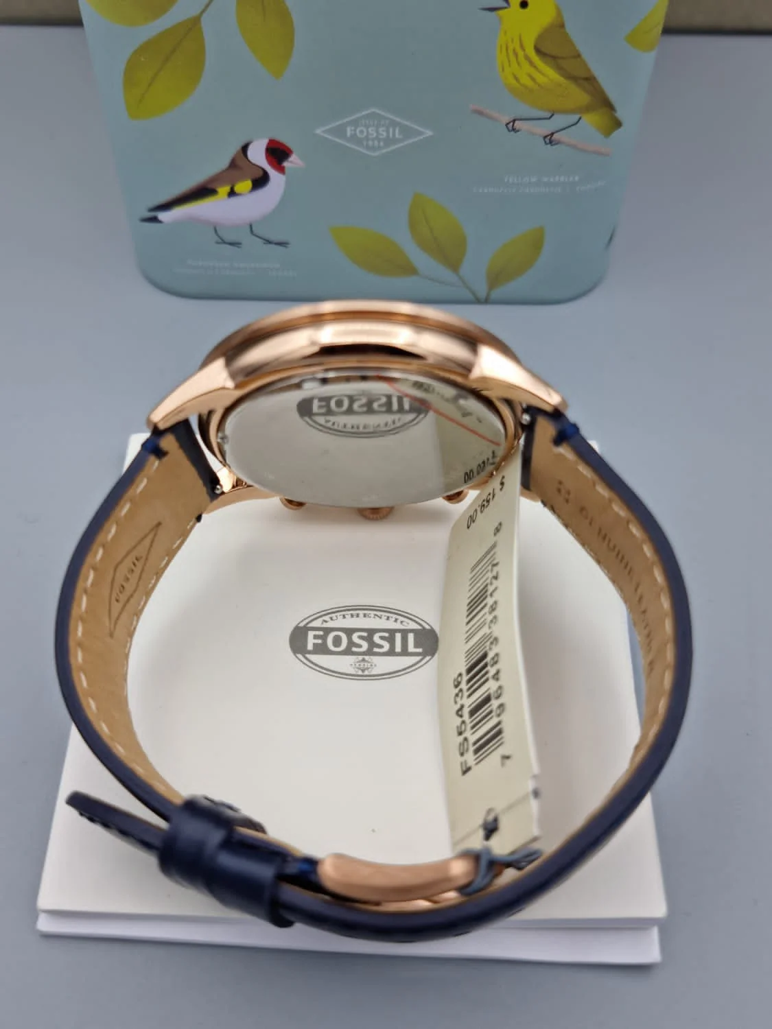 Fossil Men’s Chronograph Quartz Blue Leather Strap Blue Dial 44mm Watch FS5436 - Image 3