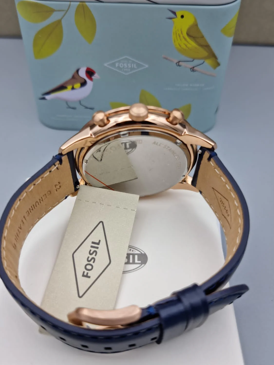 Fossil Men’s Chronograph Quartz Blue Leather Strap Blue Dial 44mm Watch FS5436 - Image 7
