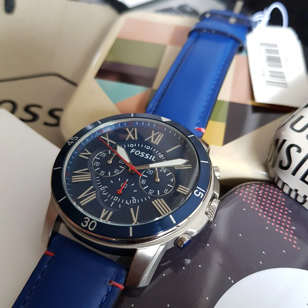 Fossil Men’s Chronograph Quartz Leather Strap Multi Color Dial 44mm Watch FS5373 - Image 2