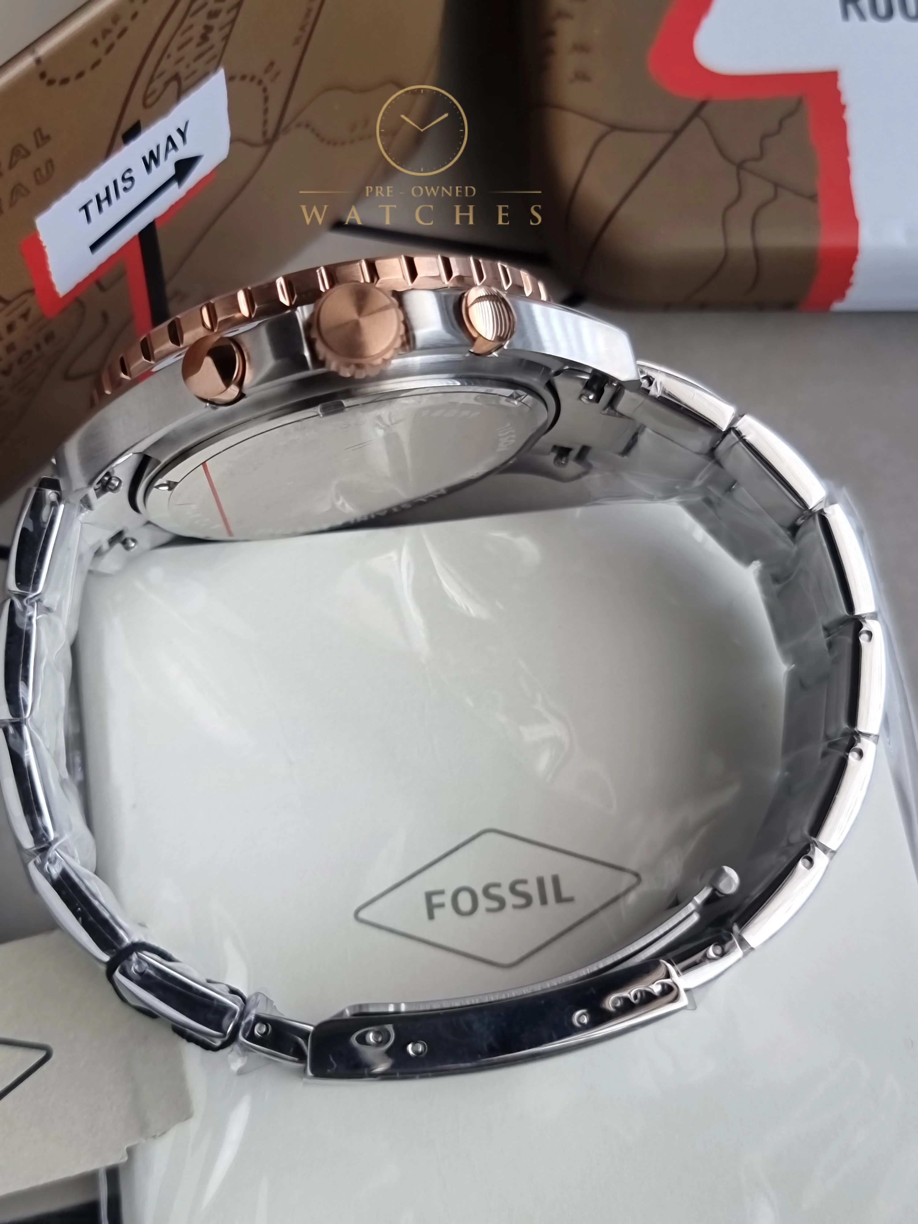 Fossil Men’s Chronograph Quartz Stainless Steel Black Dial 46mm Watch FS5768 - Image 3