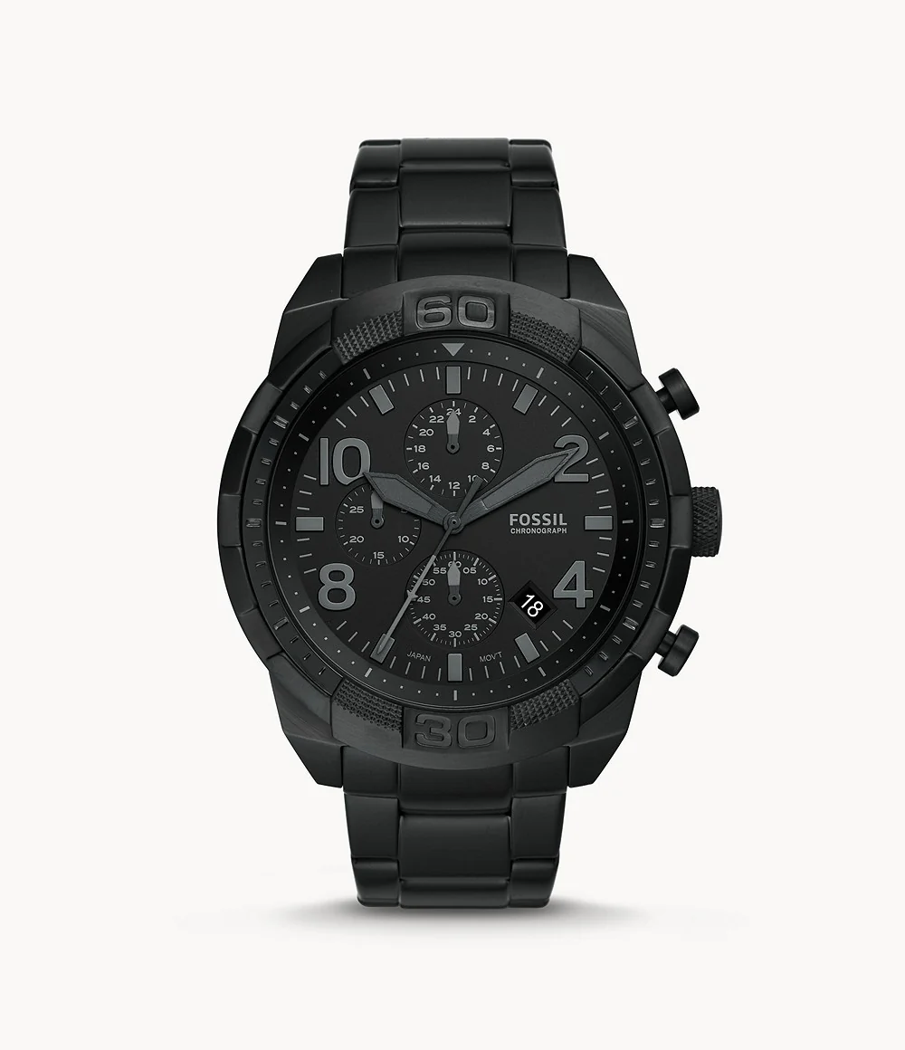 Fossil Men’s Chronograph Quartz Stainless Steel Black Dial 50mm Watch FS5712