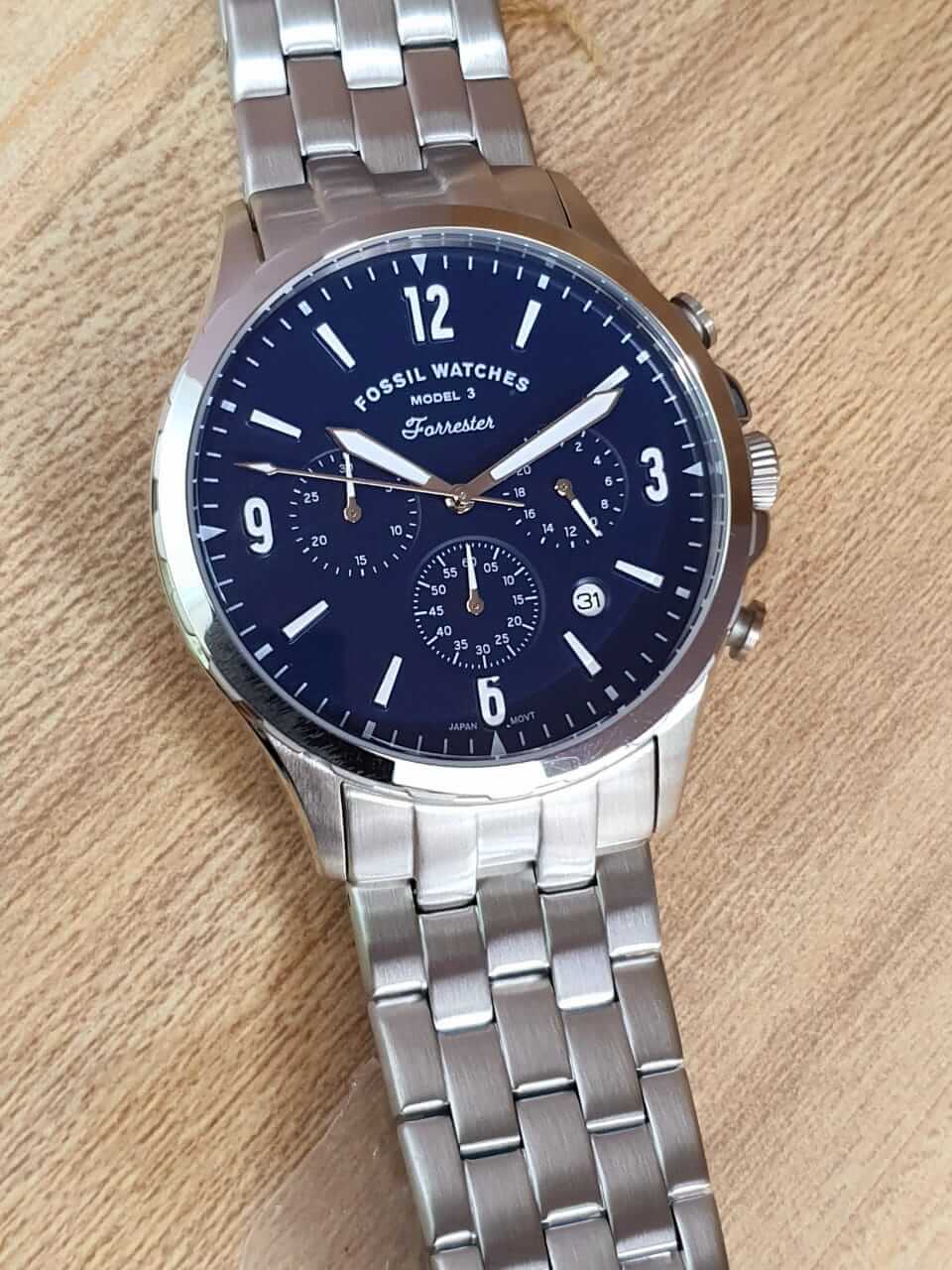 Fossil Men’s Chronograph Quartz Stainless Steel Blue Dial 46mm Watch FS5605 - Image 3
