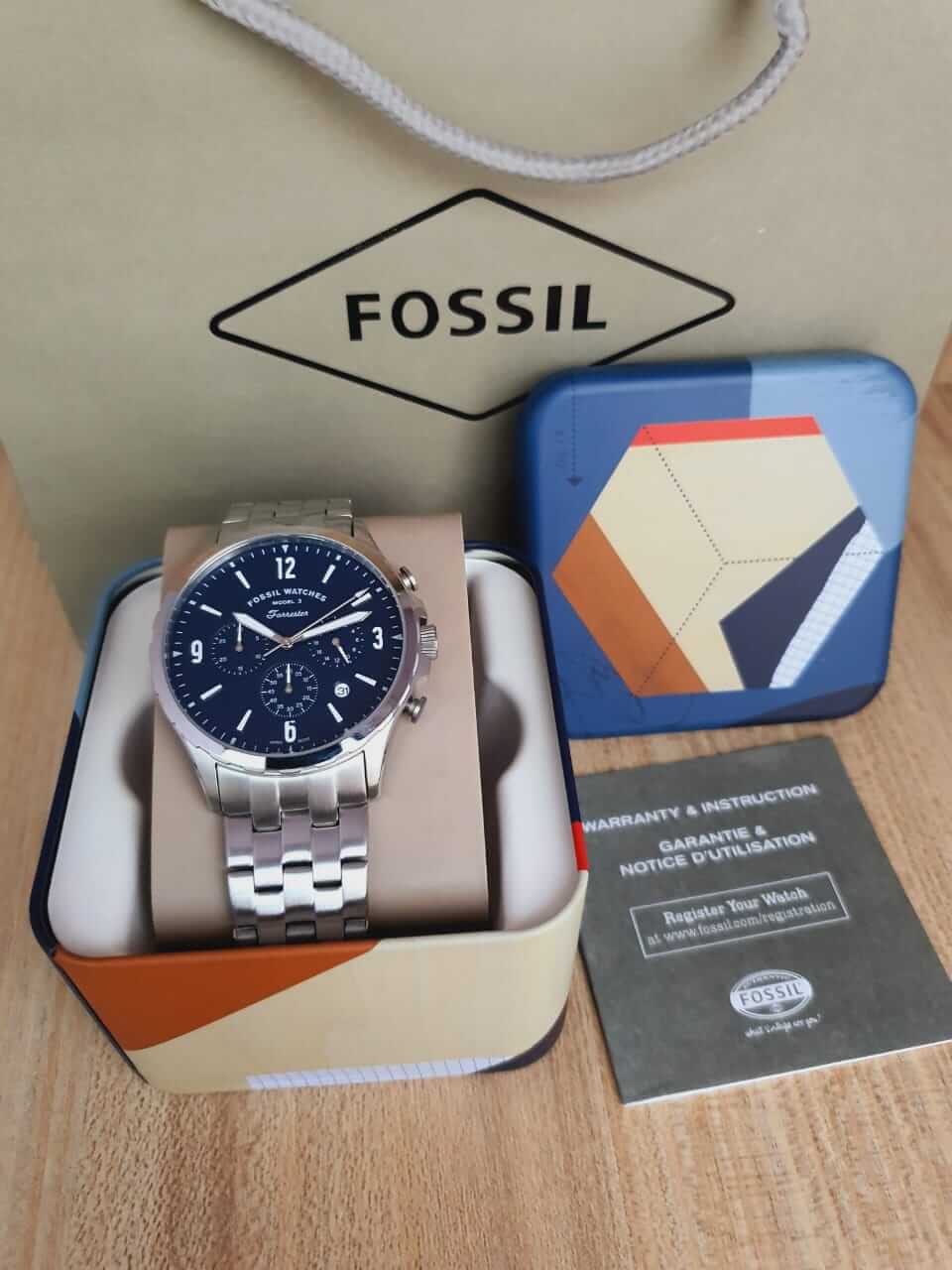 Fossil Men’s Chronograph Quartz Stainless Steel Blue Dial 46mm Watch FS5605 - Image 4