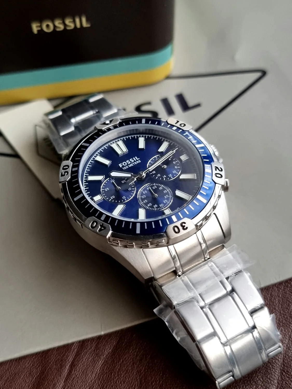 Fossil Men’s Chronograph Quartz Stainless Steel Blur Dial 44mm Watch FS5623 - Image 3