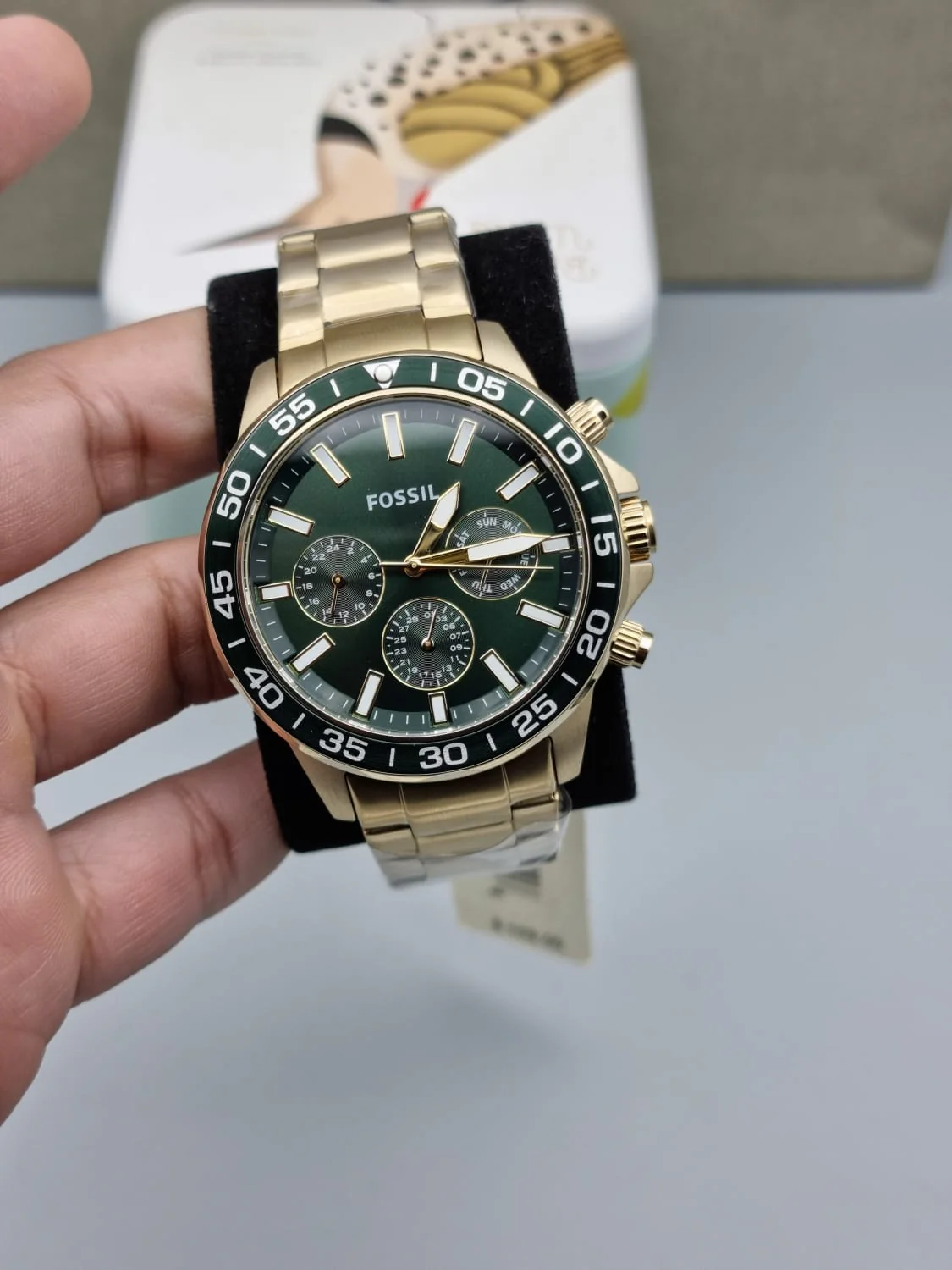 Fossil Men’s Chronograph Quartz Stainless Steel Green Dial 45mm Watch BQ2493 - Image 3