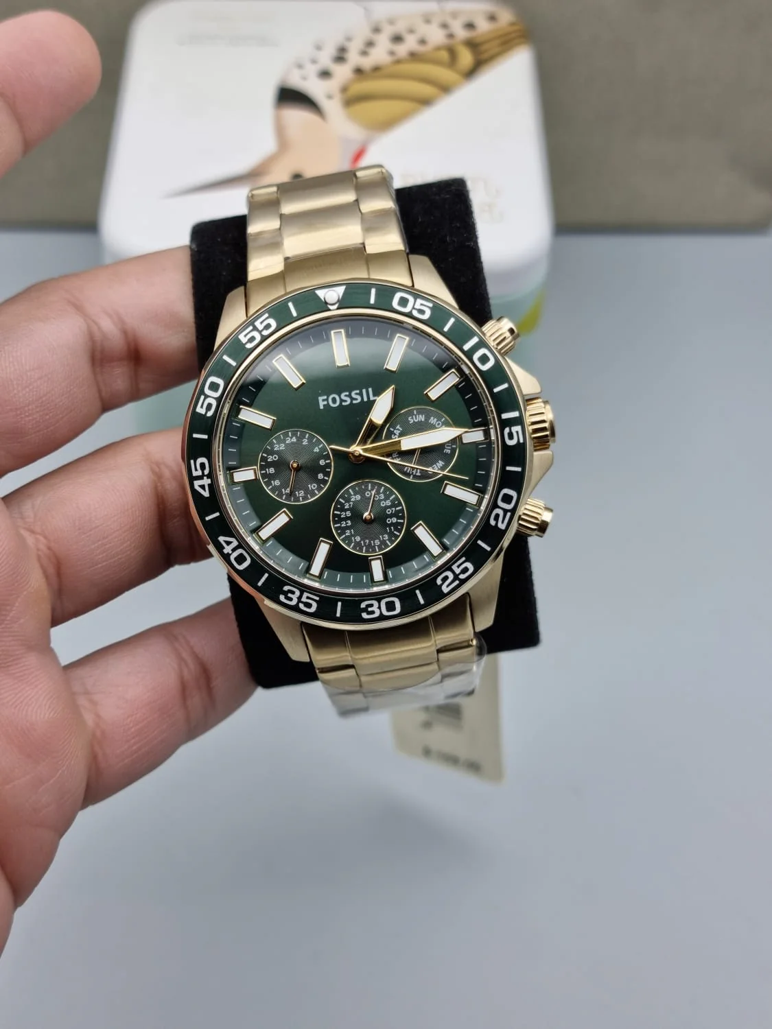Fossil Men’s Chronograph Quartz Stainless Steel Green Dial 45mm Watch BQ2493 - Image 4