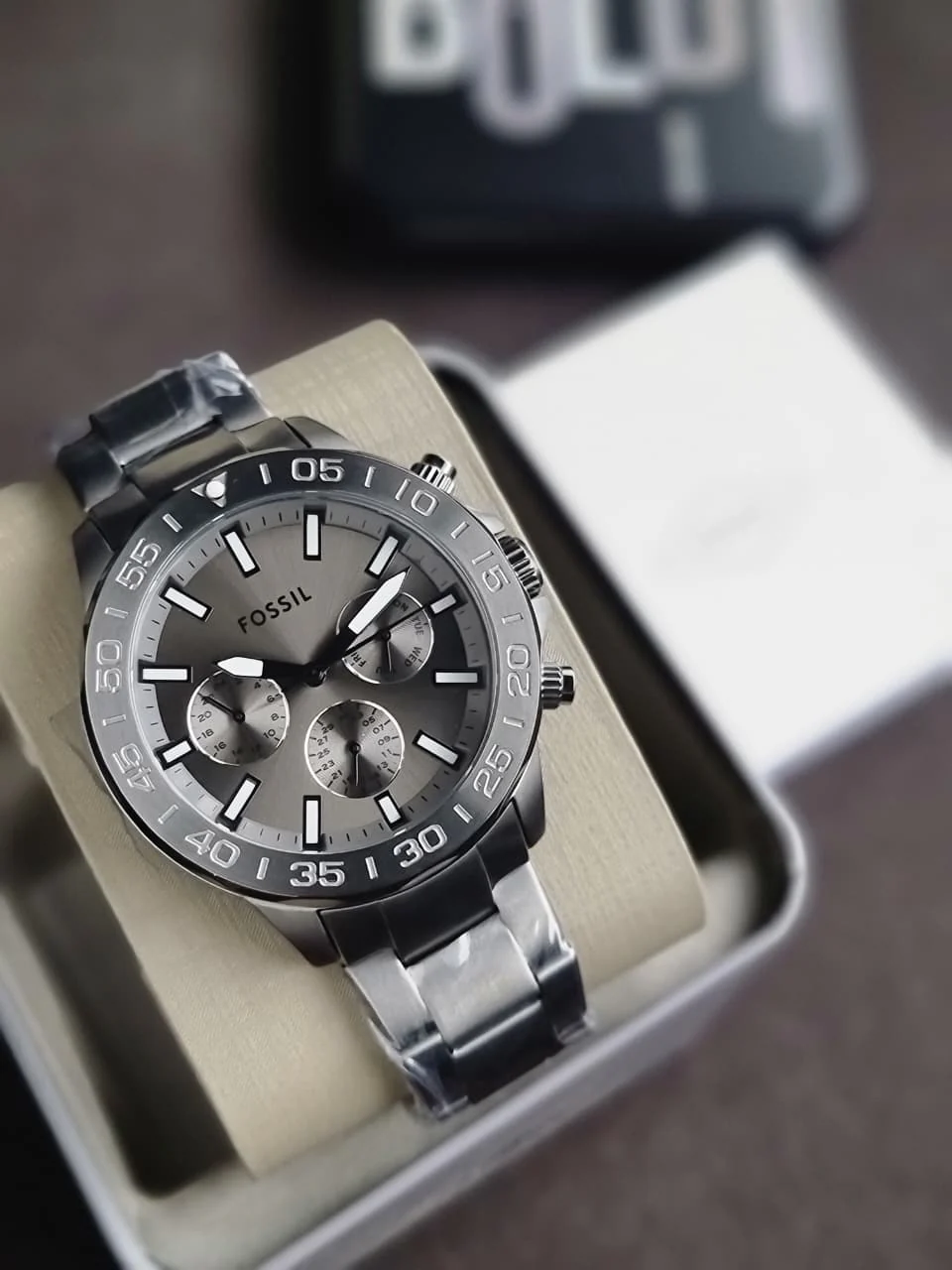 Fossil Men’s Chronograph Stainless Steel Grey Dial 45mm Watch BQ2491 - Image 8