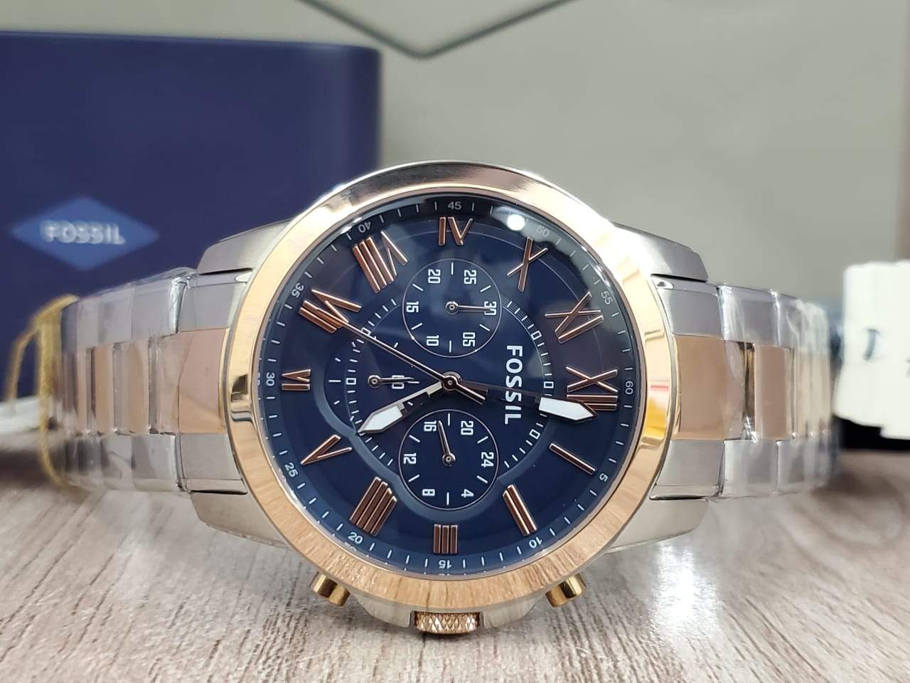 Fossil Men’s FS5024 Grant Chronograph Two-Tone Rose and Silver Stainless Steel Watch - Image 2