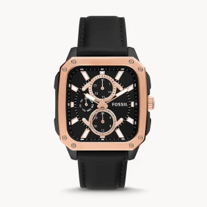 Fossil Men’s Quartz Black Leather Strap Black Dial 42mm Watch BQ2654