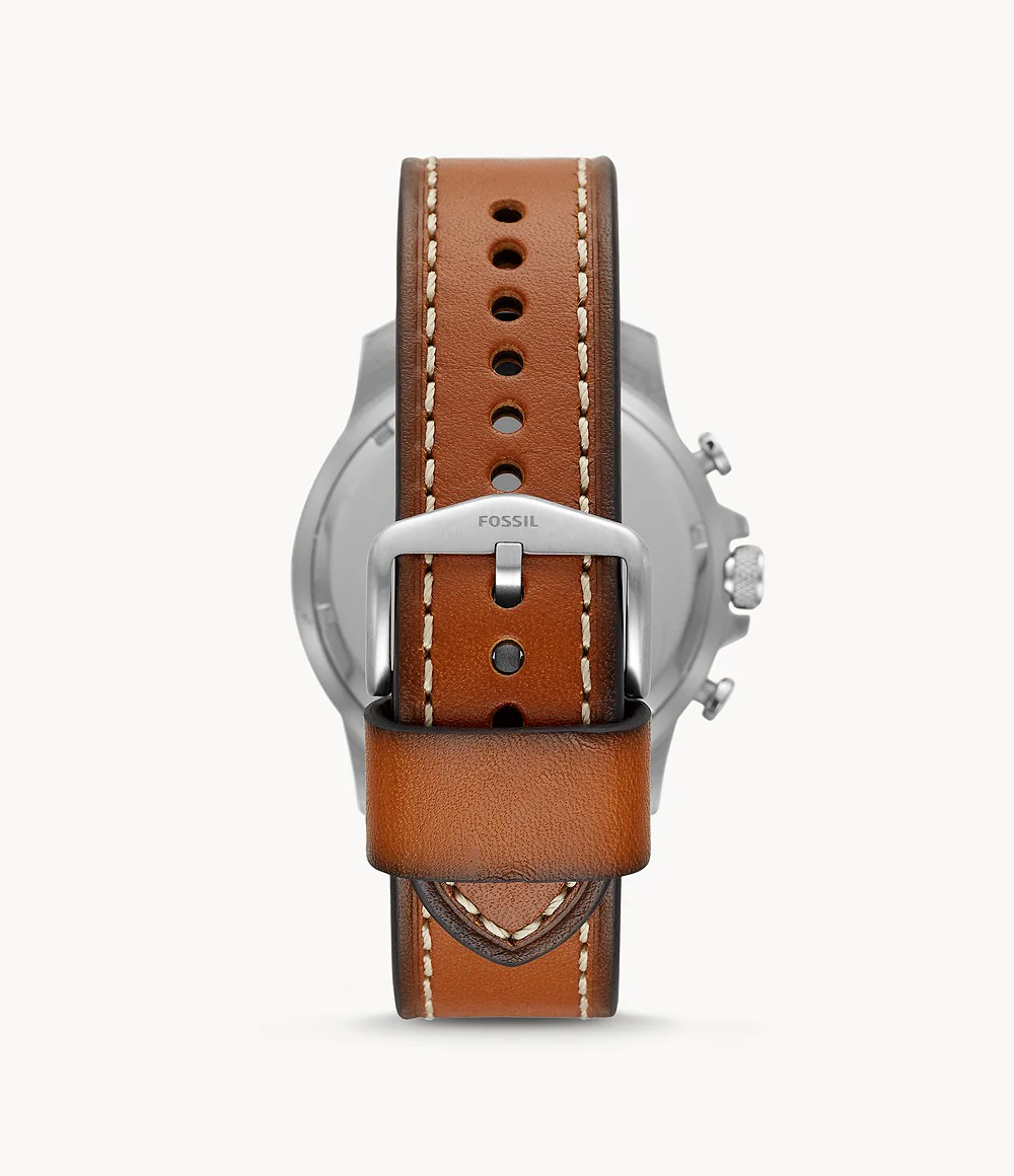 Fossil Men’s Quartz Chronograph Leather Strap Blue Dial 46mm Watch FS5602 - Image 2
