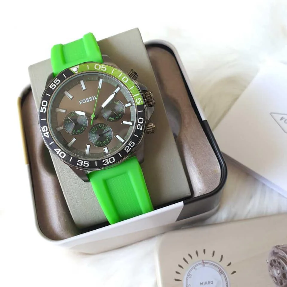 Fossil Men’s Quartz Green Silicone Strap Green Dial 45mm Watch BQ2501 - Image 5