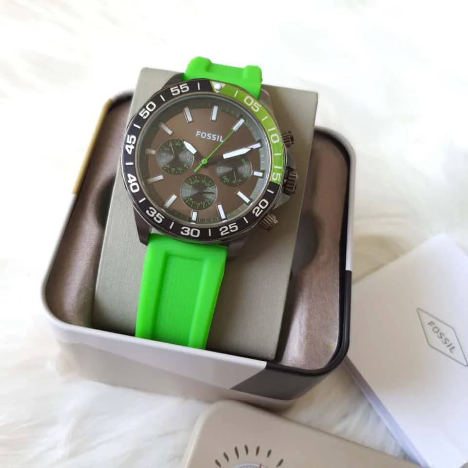 Fossil Men’s Quartz Green Silicone Strap Green Dial 45mm Watch BQ2501 - Image 6