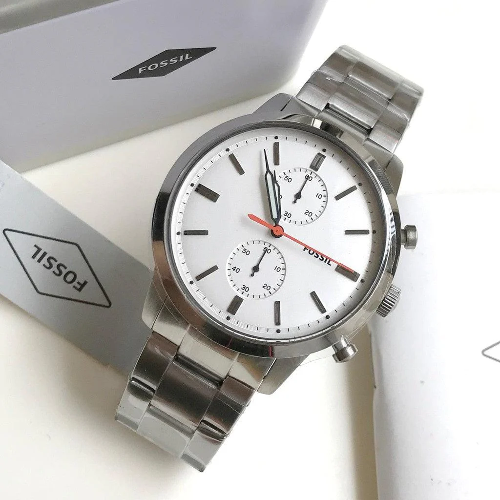 Fossil Men’s Quartz Stainless Steel White Dial 44mm Watch FS5346 - Image 8