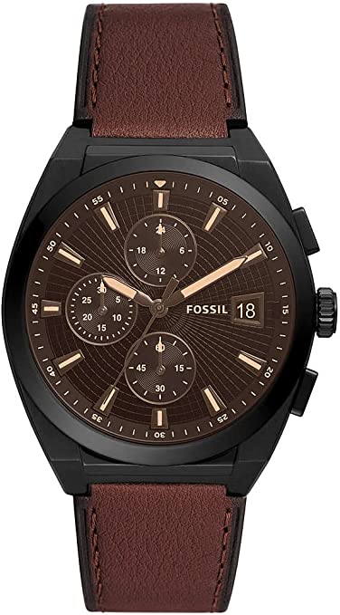 Fossil Men's Everett Chronograph, Black-Tone Stainless Steel Watch, FS5798