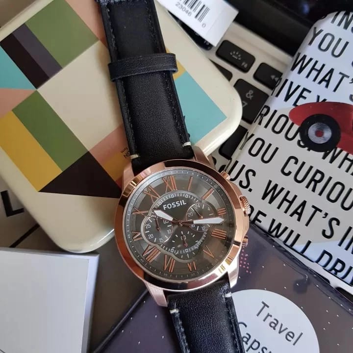 Fossil Men's Fs5085 Grant Chronograph Leather Watch - Black, Analog Display - Image 6