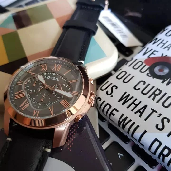 Fossil Men's Fs5085 Grant Chronograph Leather Watch - Black, Analog Display - Image 7