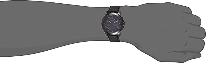Fossil Men's Grant Quartz Stainless Steel and Leather Chronograph Watch, Color: Black (Model: FS5132) - Image 4