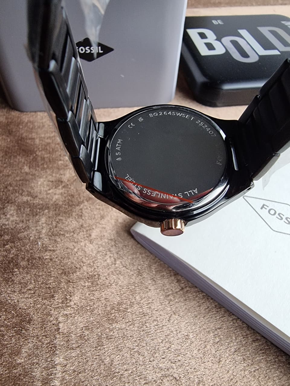 Fossil Evanston His & Her Black Stainless Steel Multifunction Couple Watch Set – BQ2645SET - Image 11