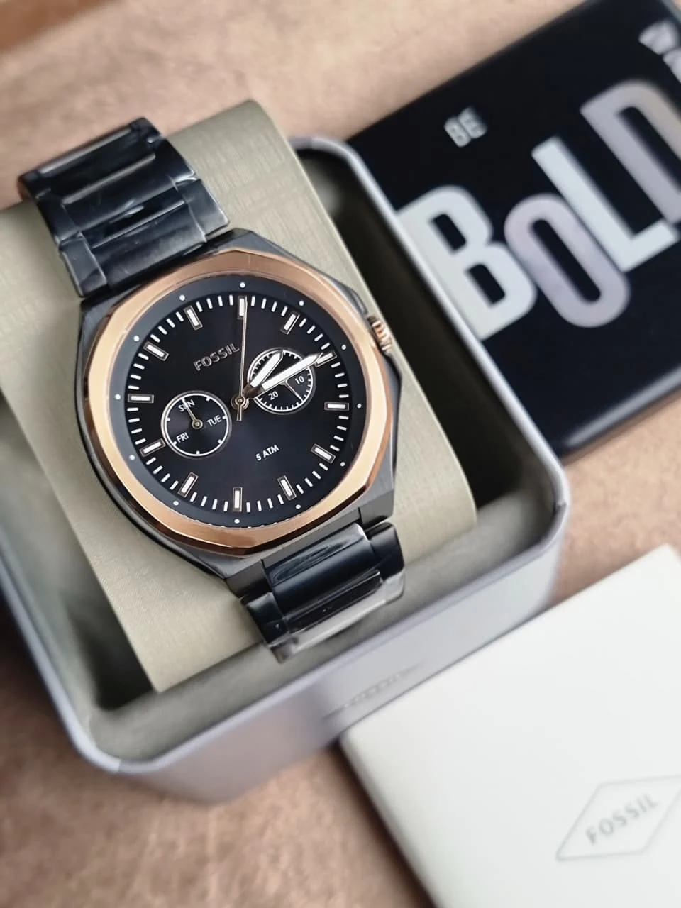 Fossil Evanston His & Her Black Stainless Steel Multifunction Couple Watch Set – BQ2645SET - Image 14