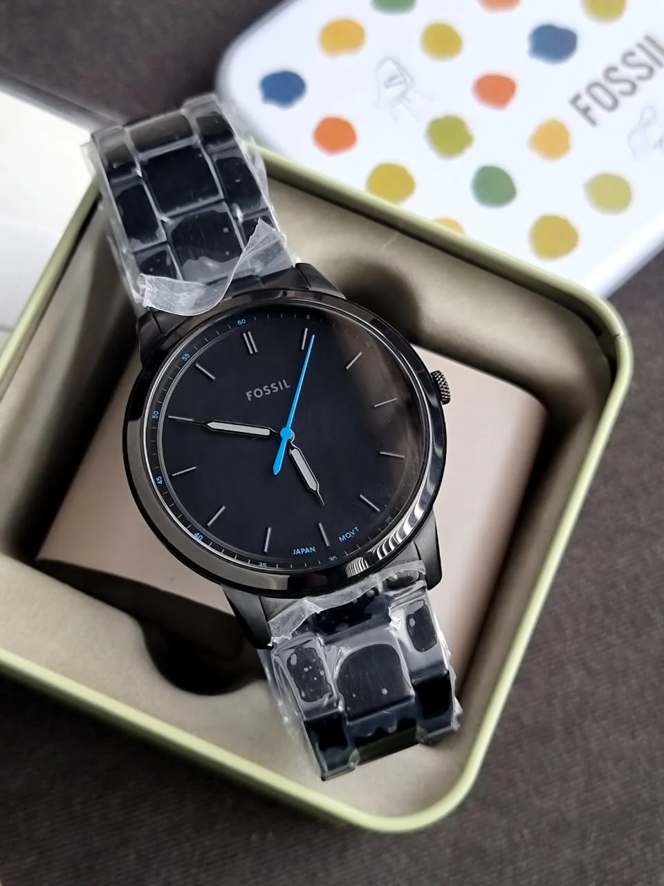Fossil Minimalist Black Stainless Steel Black Dial Quartz Watch for Gents - FS5308