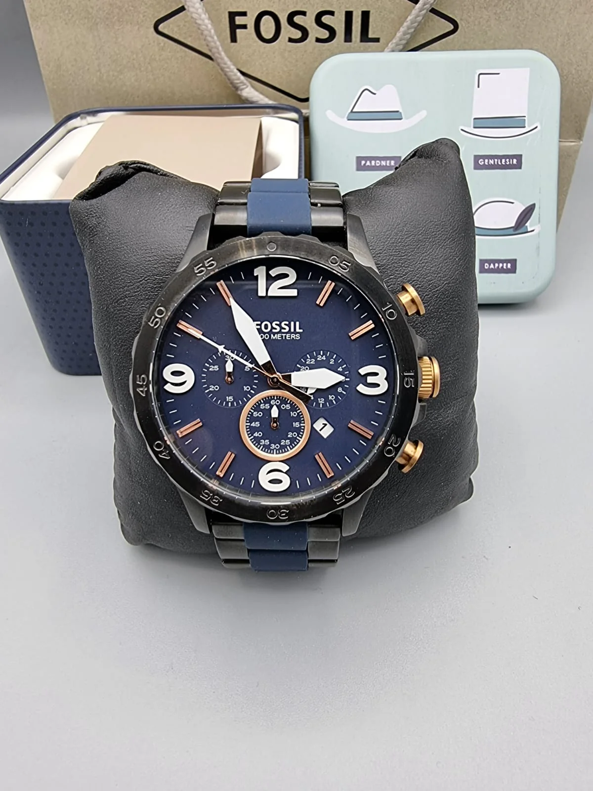 FOSSIL Nate Chronograph Blue Dial Men's Watch JR1494 - Image 2
