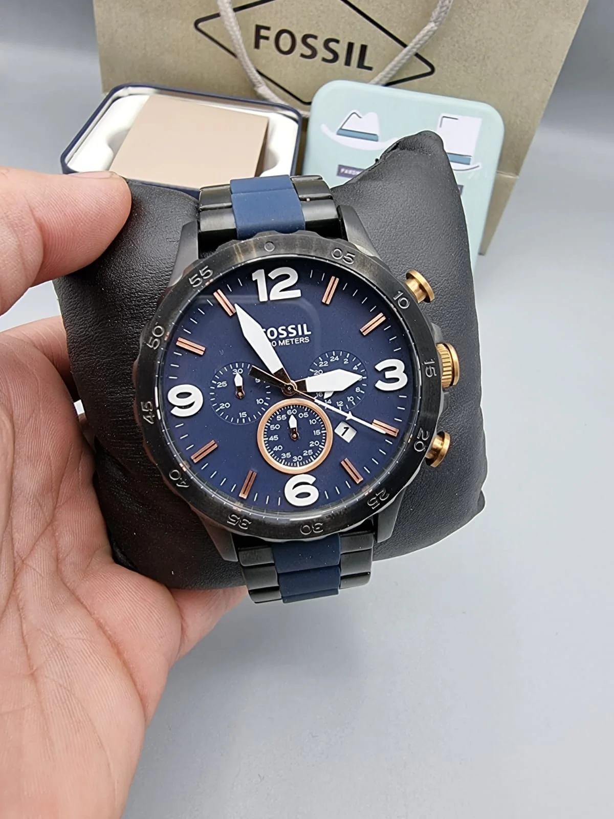 FOSSIL Nate Chronograph Blue Dial Men's Watch JR1494 - Image 3