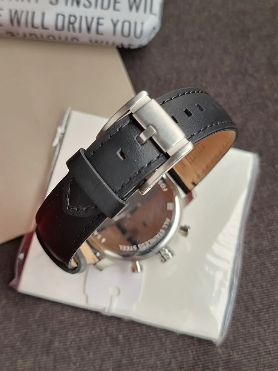 Fossil Rhett Black Quartz Leather Watch BQ2849 - Image 3